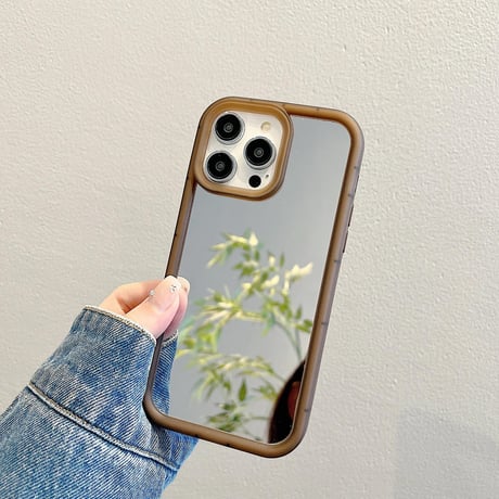 CUTECASE鏡付 iPhone15/15proケース キラキラ iPhone14pro/13/12カバー シンプル風 便利丈夫CM4057