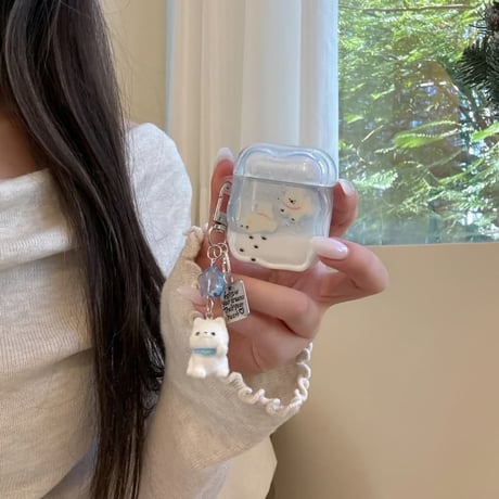 CUTECASE 雪で遊ぶ犬 AirPodsPro3ケース ウエストハイランド犬キーホルダ Airpods4/3ケース AirpodsPro2カバー 可愛い プレゼントに最適CM5996