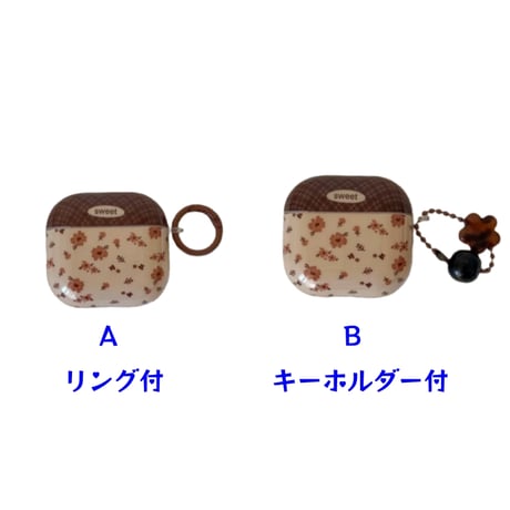 CUTECASE 韓国風 AirpodsPro3ケース 花柄 エアポッズ4/3 AirpodsPro2/Proカバー リング/花キーホルダー ギフトにおすすめ CM5886