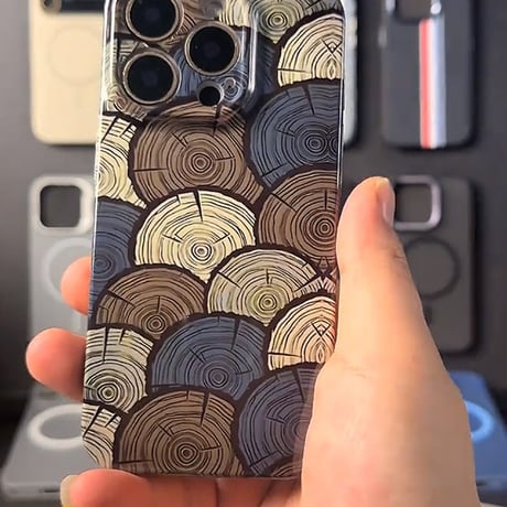CUTECASE 3D木目、年輪デザインiphone16Promaxケース