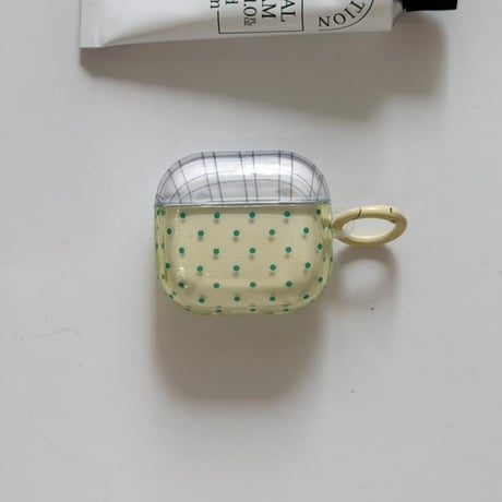 CUTECASE 淡色系 Airpods Pro3ケース 水玉模様 Airpods4/3カバー pro2/pro1 リング/ハートキーホルダー 大人可愛いCM6186