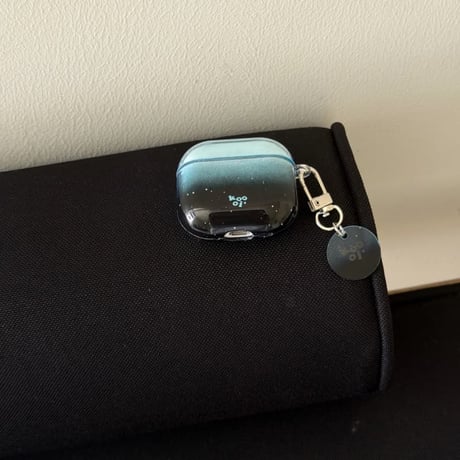 CUTECASE グラデーションブルー Airpods Pro3ケース 光沢感 Airpods4/3カバー pro2/pro1 リング/キーホルダー オシャレCM6206