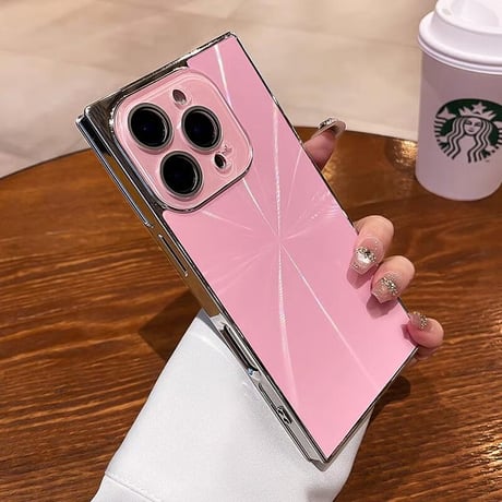 CUTECASEスクエア四角 iPhone16/16promaxケース カメラ保護 iPhone15pro/14/13proカバー キラキラ光る 頑丈 シックCM5489