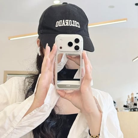 CUTECASE ミラーiPhone17Promaxケースシンプル風 iPhone17/16Pro/15ケース メイク直しに便利 夏に人気 CM6346