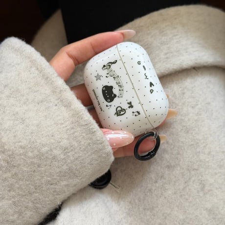 CUTECASE 音楽/ネコちゃん Airpods Pro3ケース 水玉模様 Airpods 4/3カバー AirpodsPro2/1 リング付 韓国っぽ 可愛すぎ CM6098
