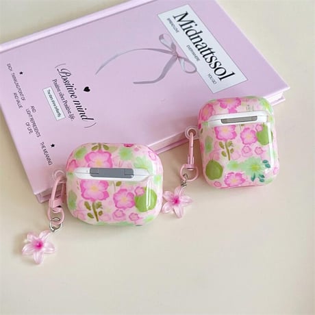 CUTECASEエアポッズ 第４世代ケース 花柄 Airpods3/Pro2ケース airpodspro2カバー 花キーチェーン付 春夏向け 可愛いCM5231