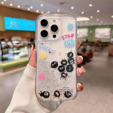 CUTECASE動くモンスター iPhone16pro/16ケース 液体ラメ入り iPhone15pro/14/13pro/12カバー 大人可愛い プレゼントにおすすめCM5274