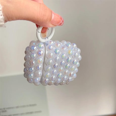 CUTECASEパール Airpods第四世代ケース キラキラ AirpodsPro2ケース airpods3カバー 大人可愛い ギフトにおすすめ リング付CM5207