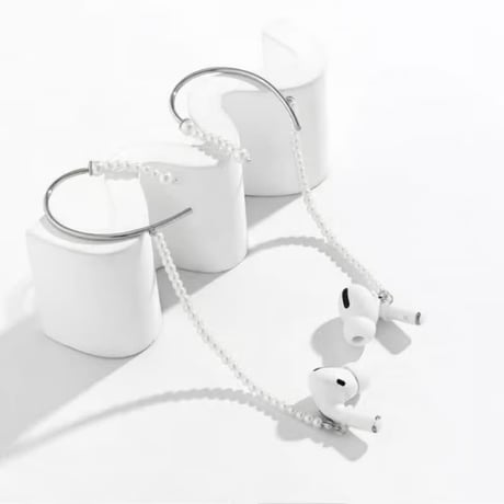 CUTECASE AirPods用イヤークリップ パール フリンジピアス 可愛い 落下紛失防止 イヤホンストラップ ホルダー おしゃれ 人気 シックCM5305
