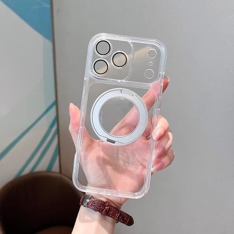 CUTECASE 高透明 iPhone18Promax/17Promaxケース Magsafeリングスタンド付 iPhone16ProMax/15Promaxケース カメラ保護CM6464