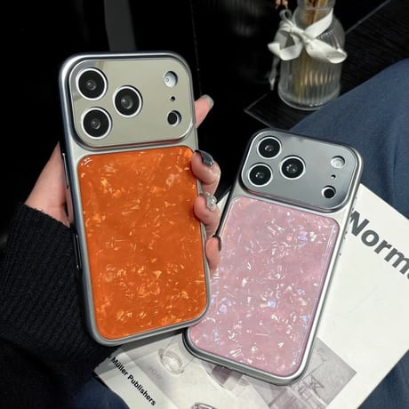 CUTECASE シェル柄 iPhone17Promaxケースメッキ iPhone16promax/15/14カバー シンプル 光沢感CM6219