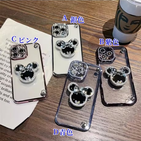 CUTECASE ショルダーストラップ付 iPhone16/16Proケース ダイヤ鏡グリップ/ジュエリー iPhone15/14Pro/13カバー おしゃれ 多機能CM5425