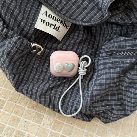 CUTECASE レザーストラップ付 Airpods 4ケース 宝石デコ 暈し染めカラー Airpodspro2/proカバー Airpods3/2 可愛い キュート 艶感CM5665