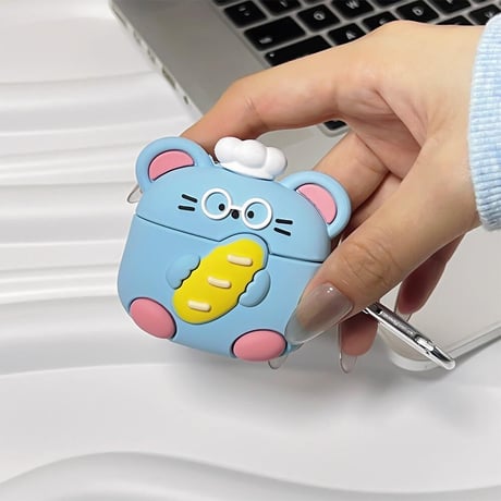 CUTECASE可愛い Airpods3/2ケース ネズミ AirpodsPro2/Pro1カバー リング付 ギフトにおすすめ CM4538