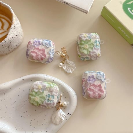 CUTECASE春におすすめ Airpods 4ケース シェルキーホルダー Airpods3/Pro2ケース airpodsproカバー 可愛い 人気アイテムCM5090