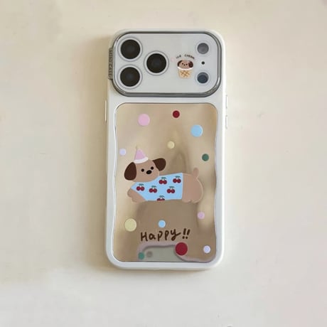 CUTECASE 犬ちゃんミラー iPhone17Pro/17Promaxケース カメラ保護 iPhone16Pro/15Pro/14カバー 可愛い 女子に人気アイテム 頑丈 CM5941