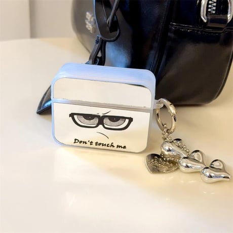 CUTECASE可愛い顔 Airpods4ケース 鏡付き AirpodsPro2ケース airpods3/2カバー ハートキーチェーン付 ギフトにおすすめ CM5325