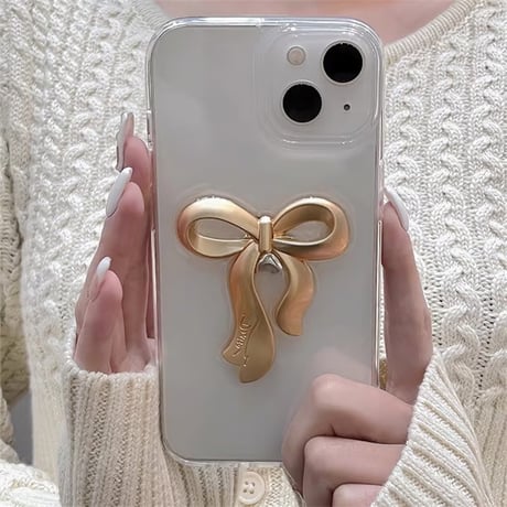 CUTECASEリボン 透明iPhone15/15proケース 可愛い iphone14/13/12proカバー 女子力アップ 可愛い 使いやすいCM3971