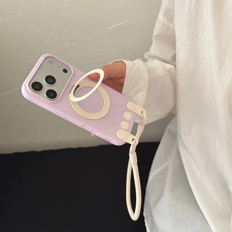 CUTECASE ストラップ付 iPhone17Promaxケース MagSafeリングスタンド アイフォン17Pro/16Promax/15proMax/15カバー シリコン製 多機能 CM6516
