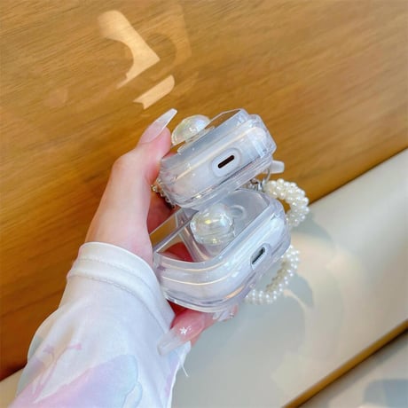 CUTECASEミラー Airpodspro2/pro1ケース パールハートチャーム付き Airpods3/2カバー 可愛い ギフトに最適CM4478