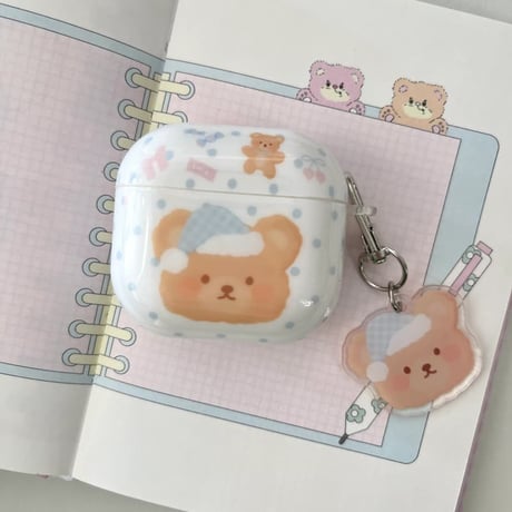 CUTECASE 熊さん Airpods Pro3ケース ギフトにおすすめ Airpods 4/3カバーケース AirpodsPro2/1 キーホルダー付 めっちゃ可愛い CM6373