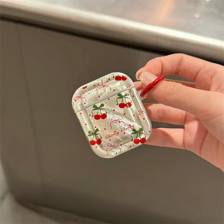 CUTECASE Airpods 4ケース サクランボ 女の子 めっちゃ可愛い AirpodsPro2/Pro1カバー エアポッズ3/2 リング付き つや感CM4685