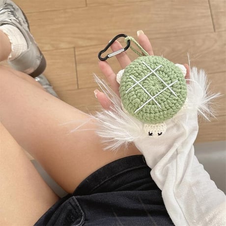 CUTECASEマニュアルニット亀 Airpods 4ケース 可愛すぎる Airpodspro2/proカバー Airpods3/2 カラビナ付 ギフトにおすすめCM4892