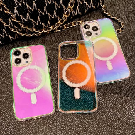 CUTECASEMagsafe対応 iPhone16/16Proケース 光によって変色 iPhone15pro/14/13/12カバー キラキラ オシャレ CM4560