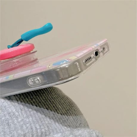CUTECASE ボタングリップ付 iPhone16/16proケース スタンド機能 アイフォン14/13pro/12ケース ピンク 可愛いCM4575