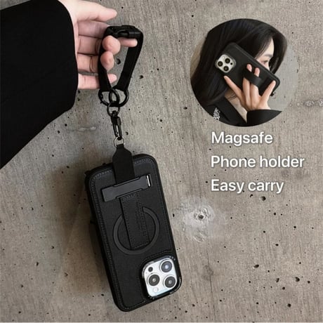 CUTECASEショルダーストラップ iPhone16pro/16promaxケース ベルト付 スタンド機能 iPhone15/14/13カバー 多機能 Magsafe対応 レザーCM5432