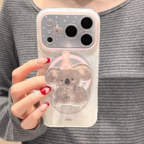 CUTECASEコアラグリップ iPhone17Pro/17ケース MagSafe対応 iPhone17ProMax/16/15Proカバー カメラカバー付 かわいい CM6135