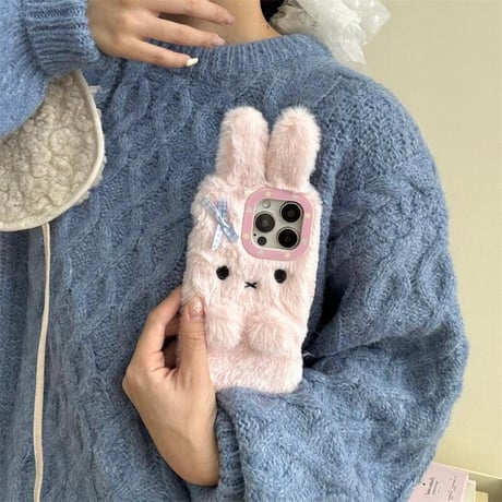 CUTECASEめっちゃ可愛い iPhone16Pro/16ケース ふもふも兎ぬいぐるみ iPhone15Pro/14ProMax/13ケース プレゼントにおすすめ CM4750