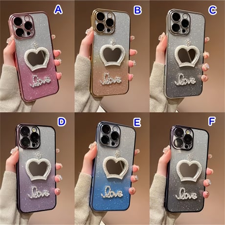 CUTECASE可愛い鏡付 iPhone16pro/16plusケース ラメ入り iPhone15pro/SE/14カバー おしゃれ 女子力高い 人気CM5263