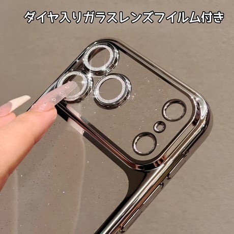 CUTECASE キラキラレンズフイルム付 iPhone17Pro/17ProMaxケース 背面ラメ入り クリア iPhone17ケース メッキ 高品質 高級感 CM5817