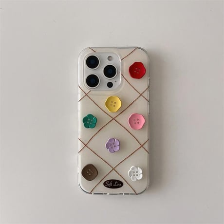 CUTECASEボタンデコ iPhone16/16proケース シック 菱形 iPhone15Pro/14/13proカバー 可愛い トレンド感 CM4987