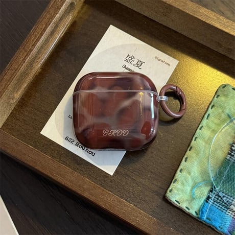 CUTECASE 琥珀調 Airpods4ケース リボンデコ エアポッズ3/Pro2ケース airpodspro2カバー リング付 シック ギフトにおすすめCM5520