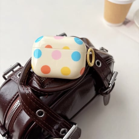 CUTECASE 韓国っぽい AirpodsPro3ケース 水玉模様 Airpods3/pro2カバー 可愛い リング付 ガールズに人気CM5824