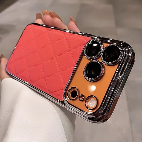 CUTECASE上品iPhone17Promaxケースレザー レンズ保護フィルム付 iPhone17Pro/16Pro/15カバー オトナ可愛い キルティングデザイン CM5849