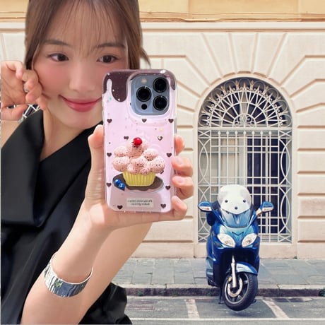 CUTECASE夏は涼しく韓国風 iPhone16pro/16ケース ハート柄 ケーキグリップ iphone15pro/14/13proカバー 可愛い 夏人気品CM5402