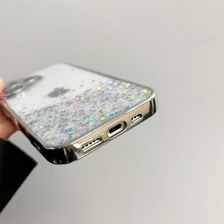 CUTECASEカメラ保護 iPhone16/16Proケース キラキラグリッター iPhone15/14/13/12Proカバー 透明 丈夫 女子力高い CM5000