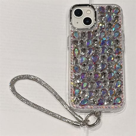 CUTECASE豪華ダイヤ iPhone16/16Proケース ジュエリーストラップ キラキラiPhone15/14/13proケース 存在感抜群 綺麗 CM4759