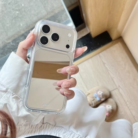 CUTECASE ミラーiPhone17Promaxケースシンプル風 iPhone17/16Pro/15ケース メイク直しに便利 夏に人気 CM6346
