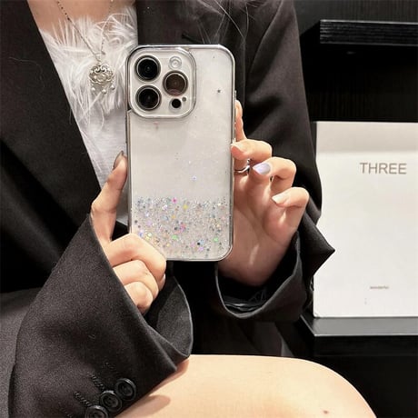 CUTECASEカメラ保護 iPhone16/16Proケース キラキラグリッター iPhone15/14/13/12Proカバー 透明 丈夫 女子力高い CM5000