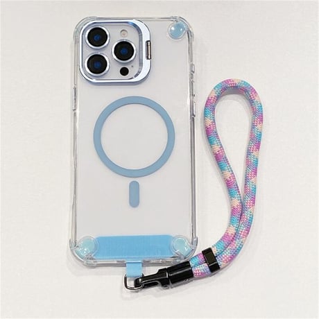 CUTECASEストラップ付 iPhone16pro/17ケース Magsafe充電 スタンド付 iphone15pro/14pro/13カバー 透明 耐衝撃 CM5449