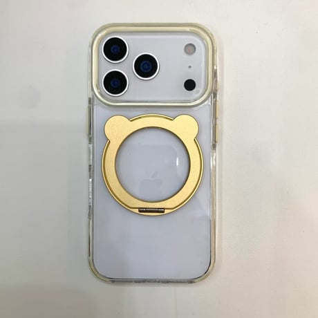 CUTECASE 熊耳付リングスタンド iPhone17PromaxケースMagSafe対応 透明 iPhone16Pro/15/14ProMaxケース シンプル風 高品質CM6248