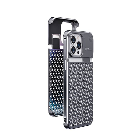 CUTECASEiPhone15Promax メタルケース アロマタブレット付 放熱中空彫刻デザインアルミニウム合金素材がを耐衝撃 高品質 高級感 軽量 指紋防包括的な保護
