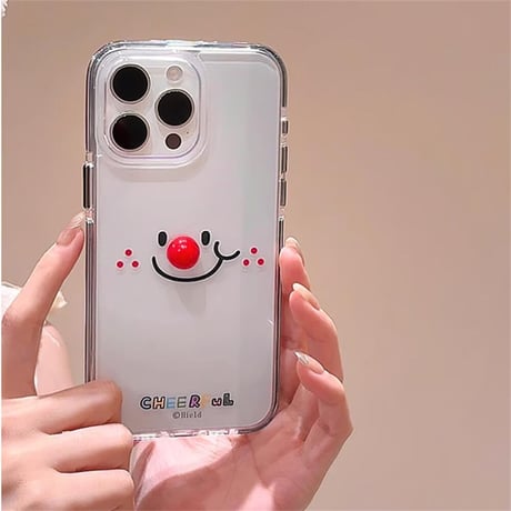 CUTECASE笑顔 iPhone15/15proケース 黄ばまないクリア iPhone14/13pro/12ケース かわいいCM4559