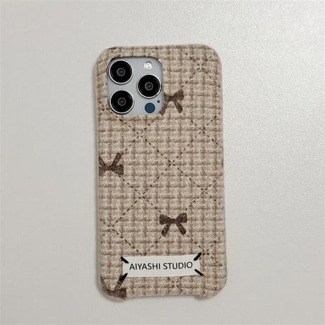 CUTECASE毛織物 リボン iPhone16Pro/16ケース 女子力アップ iPhone15Pro/14/13Proカバー 秋冬に流行る おしゃれ CM4761