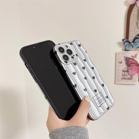 CUTECASE ハート柄 iPhone15/15proケース マット 指紋防止 iPhone14/13pro/12proケース かわいい 女子力UP CM4405