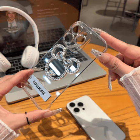 CUTECASEダイヤミラー iPhone16Pro/16Plusケース スタンド付 高透明iPhone15Pro/14Promax/13/12カバー 枠なし 丈夫黄ばまない CM4796